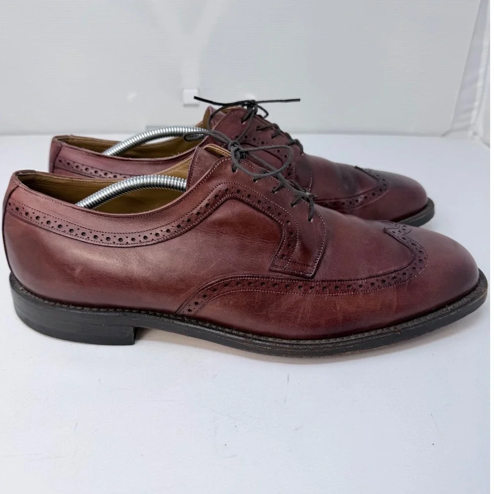 Johnston & Murphy Aristocraft Mens 12 D Burgundy Leather Wingtip Oxford 15-1036
